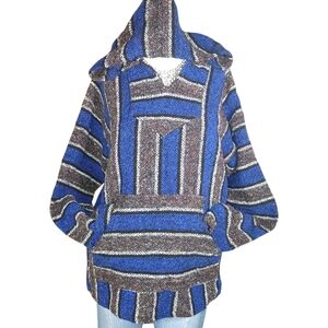 ʕ·ᴥ·ʔ Frank's Textiles Striped Pull Over Hooded Poncho Large